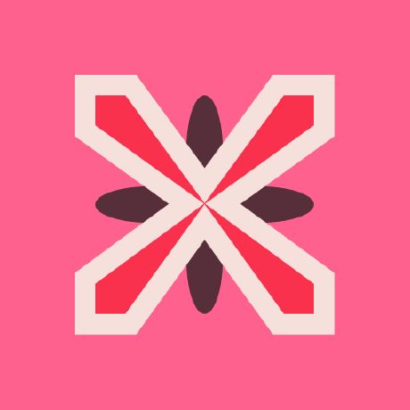 Dark propeller behind a rose/pink cross on a pink background